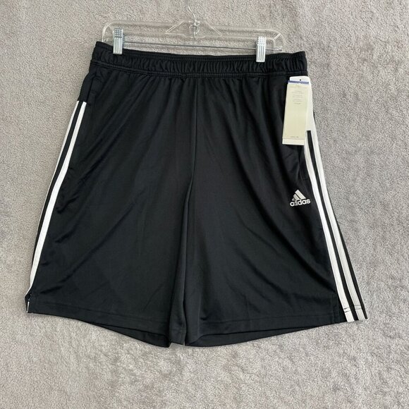 NEW Adidas Men's L M Stripe Athletic Shorts Black/White - Picture 2 of 8